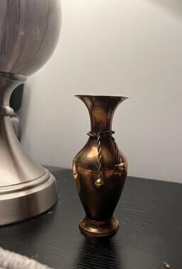 Vintage Brass Bud Vase with Tassel Rope Detail